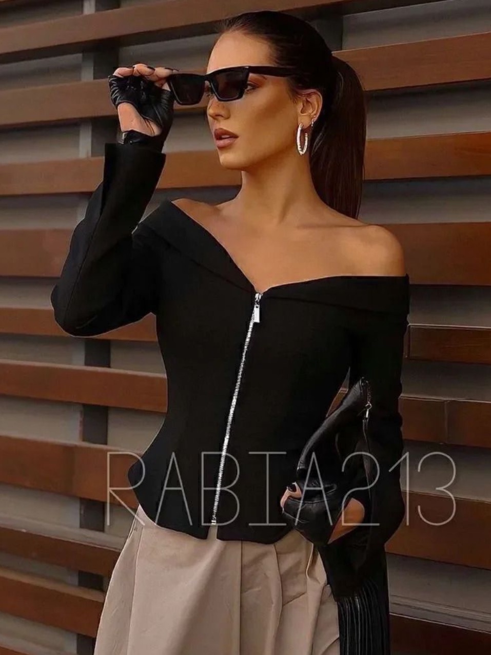 Zara Off-The-Shoulder Zip Top Limited Edition